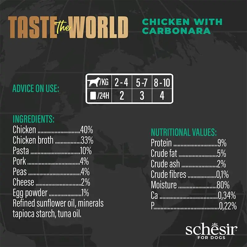Schesir Taste The World Dog Wholefood - Chicken With Carbonara150g (Min Order- 8 Cans) (2).webp
