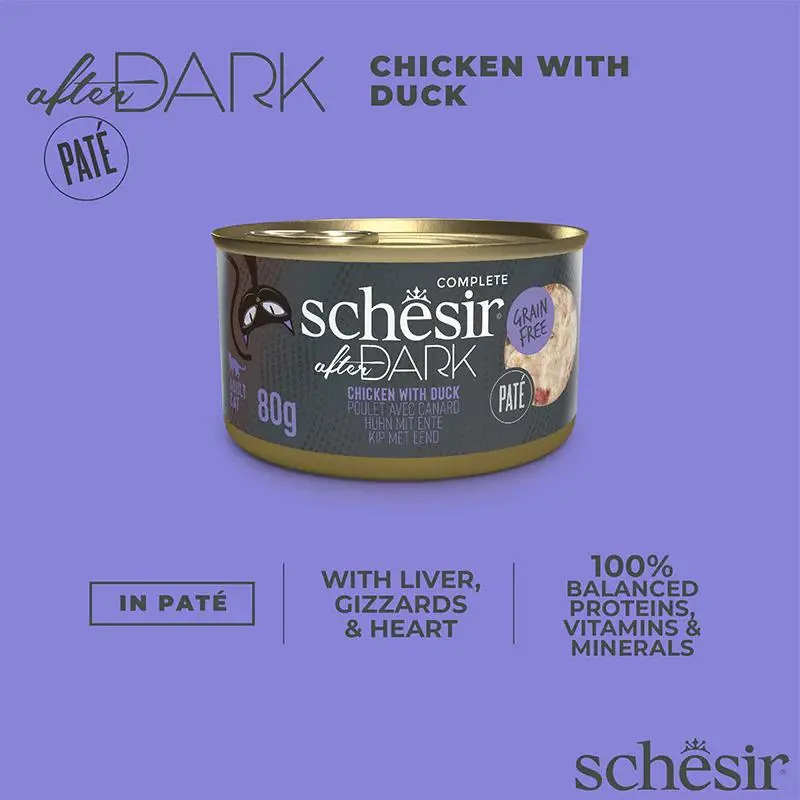 Schesir After Dark Patè For Cat - Chicken With Duck 80g (Min Order- 12 Cans) (4).webp