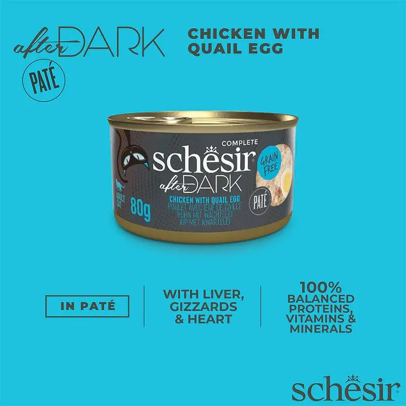 Schesir After Dark Patè For Cat - Chicken With Quail Egg 80g (Min Order- 12 Cans) (4).webp
