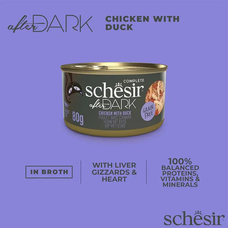 Schesir After Dark Wholefood In Broth For Cat - Chicken With Duck 80g (Min Order- 12 Cans) (4).webp