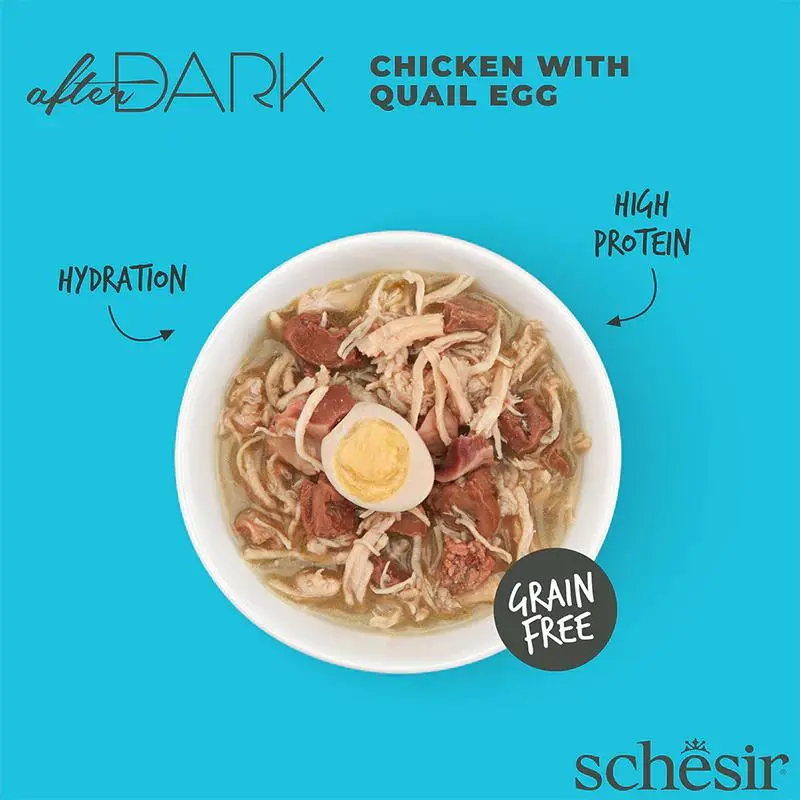 Schesir After Dark Wholefood In Broth For Cat - Chicken With Quail Egg 80g (Min Order- 12 Cans) (2).webp