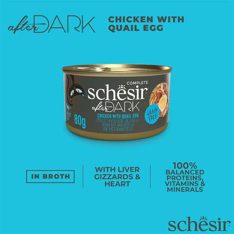 Schesir After Dark Wholefood In Broth For Cat - Chicken With Quail Egg 80g (Min Order- 12 Cans) (3).webp