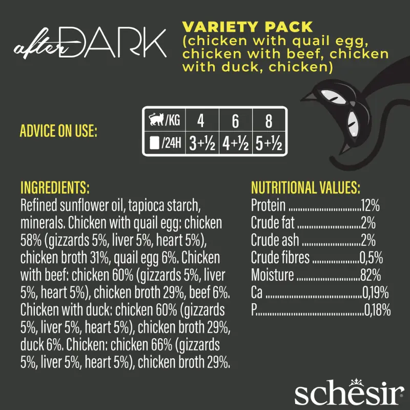Schesir After Dark Wholefood In Broth Variety Pack For Cat 960g (80g x12 Cans) - 4 Flavors (3 Cans Each Flavor).webp