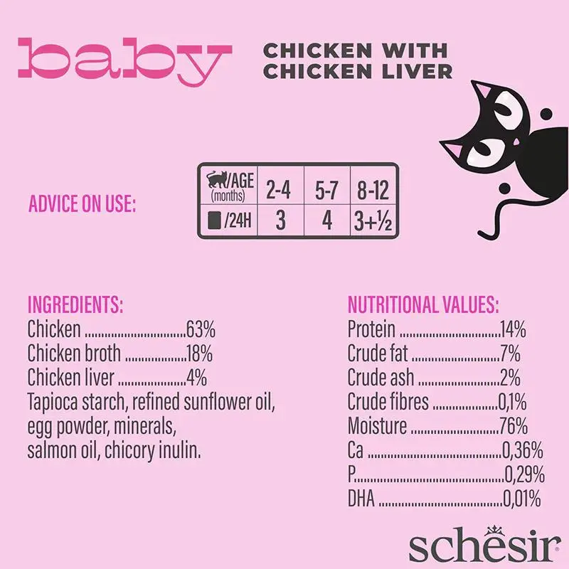 Schesir Baby Kitten Wholefood - Chicken With Chicken Liver 70g (Min Order- 12 Cans) (2).webp