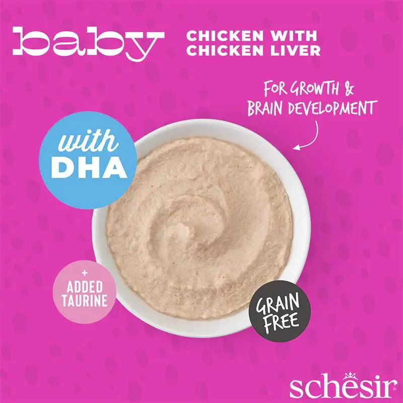 Schesir Baby Mousse Kitten - Chicken With Chicken Liver 70g (Min Order- 12 Pouch) (3).webp