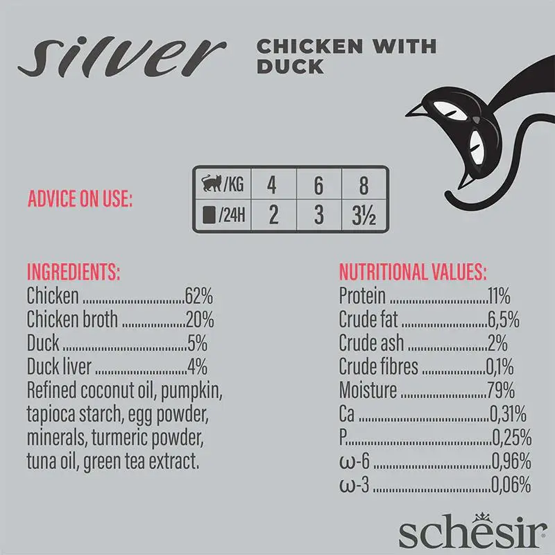 Schesir Silver Mousse & Fillets Senior Cat Wholefood - Chicken With Duck 70g (Min Order- 12 Cans) (7).webp