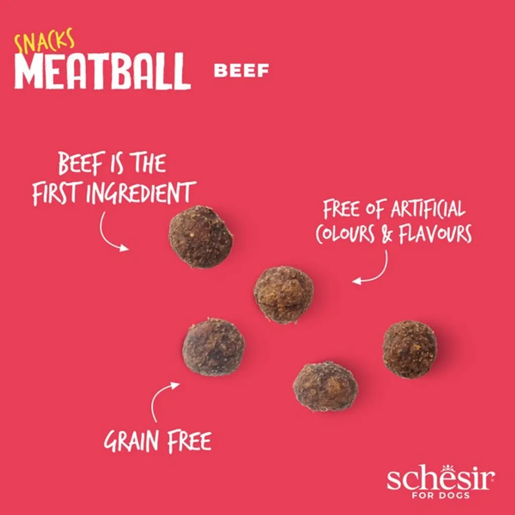 Schesir GF Dog Snacks Meat Balls 225g - Gently Baked Beef (3).webp
