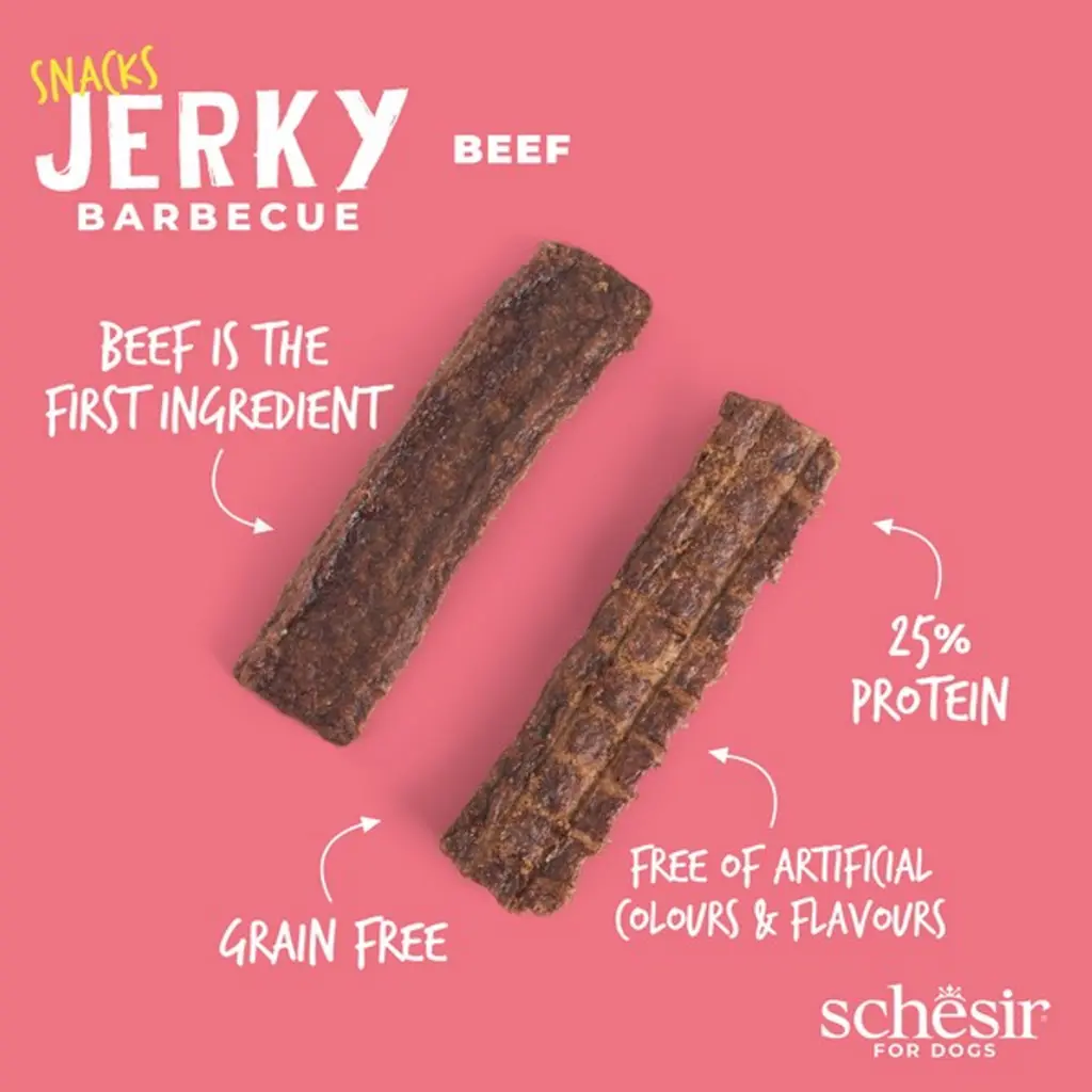 Schesir GF Dog Snacks Jerky 145g - BBQ Beef (2).webp