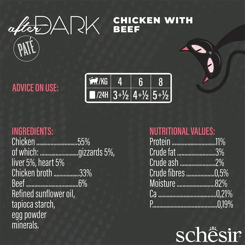 Schesir After Dark Patè For Cat - Chicken With Beef 80g (Min Order- 12 Cans) (2).webp