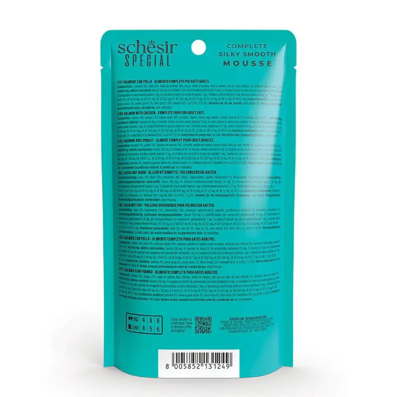 Schesir Special Mousse (Skin & Coat) For Cat - Salmon With Chicken 70g (Min Order- 12 Pouch) (1).webp