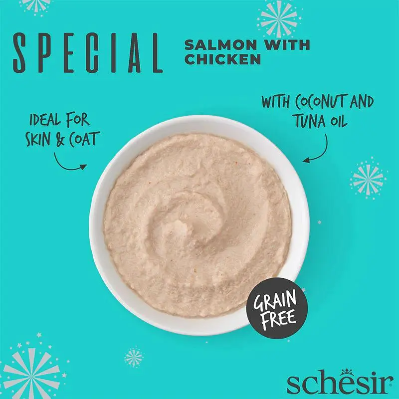 Schesir Special Mousse (Skin & Coat) For Cat - Salmon With Chicken 70g (Min Order- 12 Pouch) (3).webp