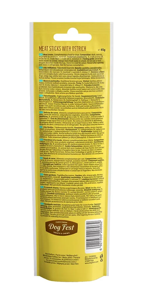Dog Fest Meat Sticks With Ostrich For Adult Dogs[Weight - 45g].webp