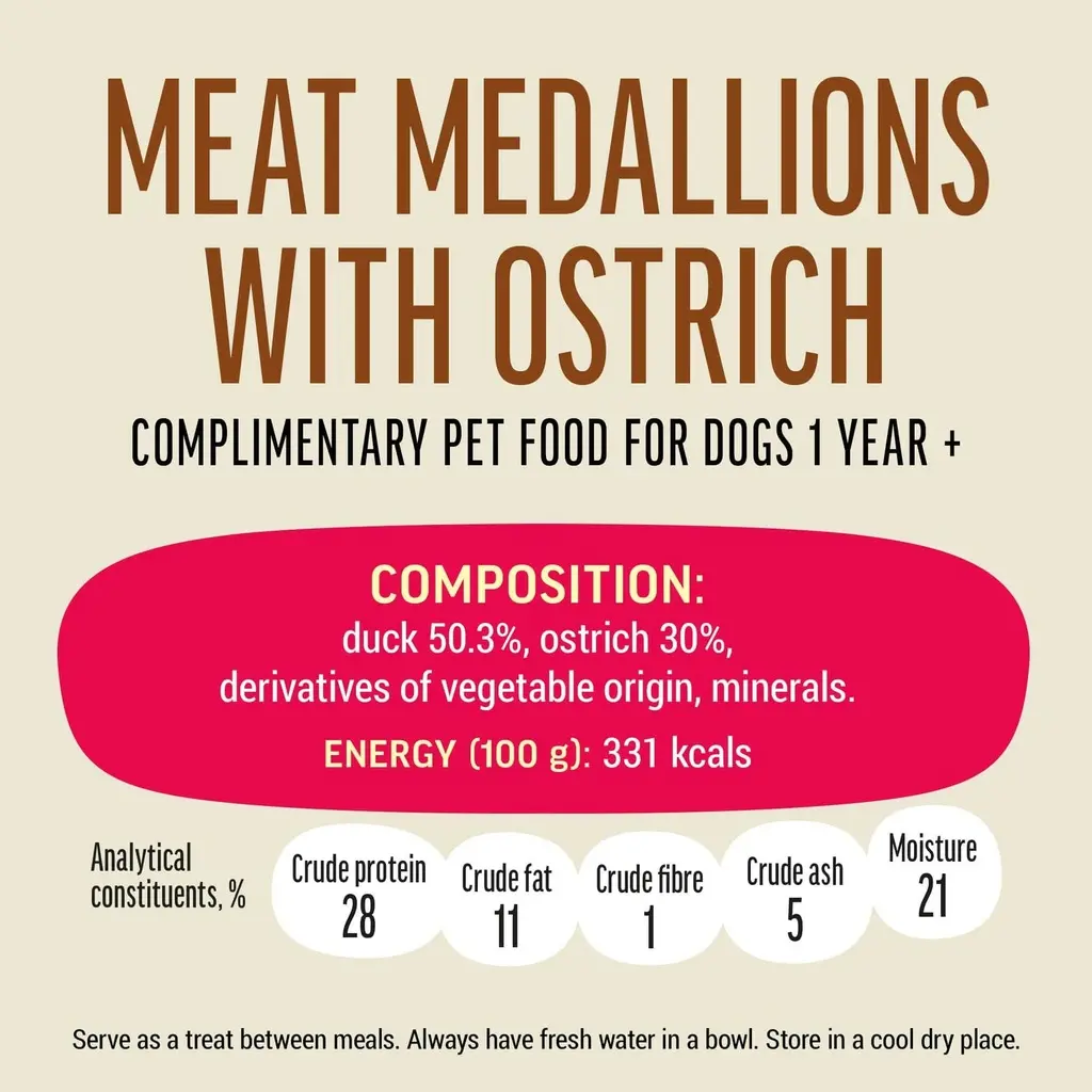 Dog Fest Medallions With Ostrich For Adult Dogs[Weight - 90g] (2).webp