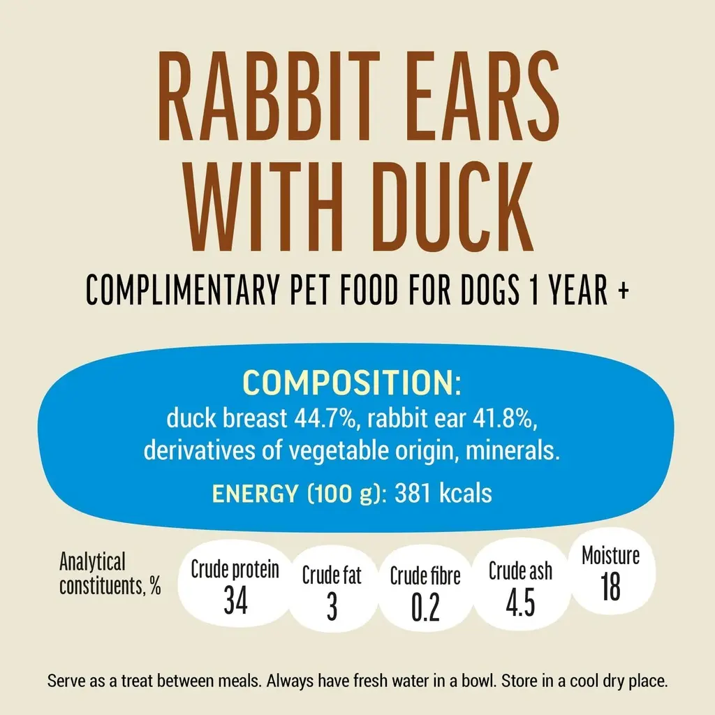 Dog Fest Rabbit Ears With Duck For Adult Dogs - 90g (3.17oz)[Weight - 90g] (1).webp