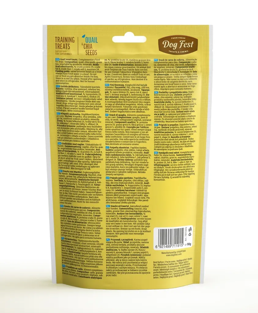 Dog Fest Training Treats Quail & Chia Seeds 90g[Weight - 90g].webp