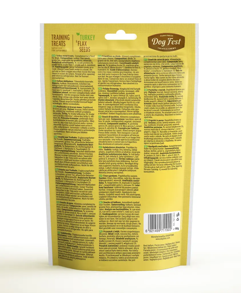 Dog Fest Training Treats Turkey & Flax Seeds 90g[Weight - 90g].webp