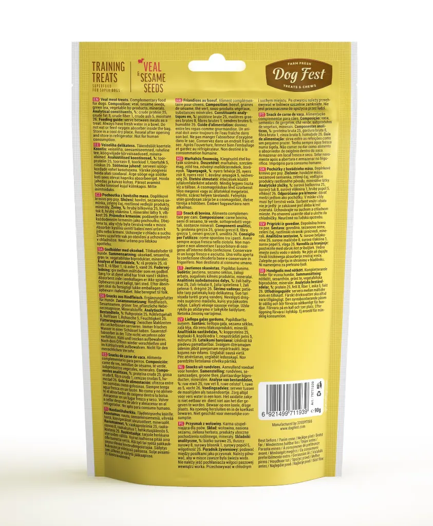 Dog Fest Training Treats Veal & Sesame Seeds 90g[Weight - 90g].webp