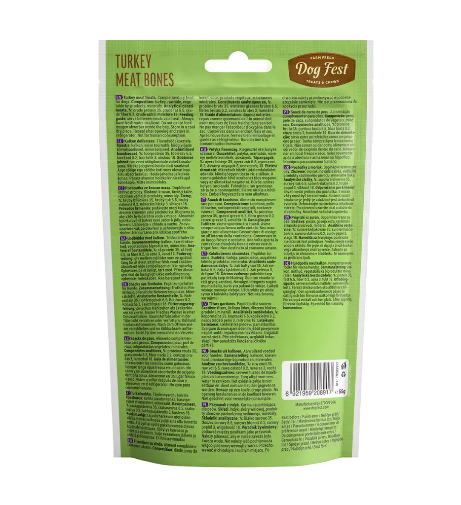 Dog Fest Turkey Meat Bones For Small Breeds[Weight - 55g] (1).webp