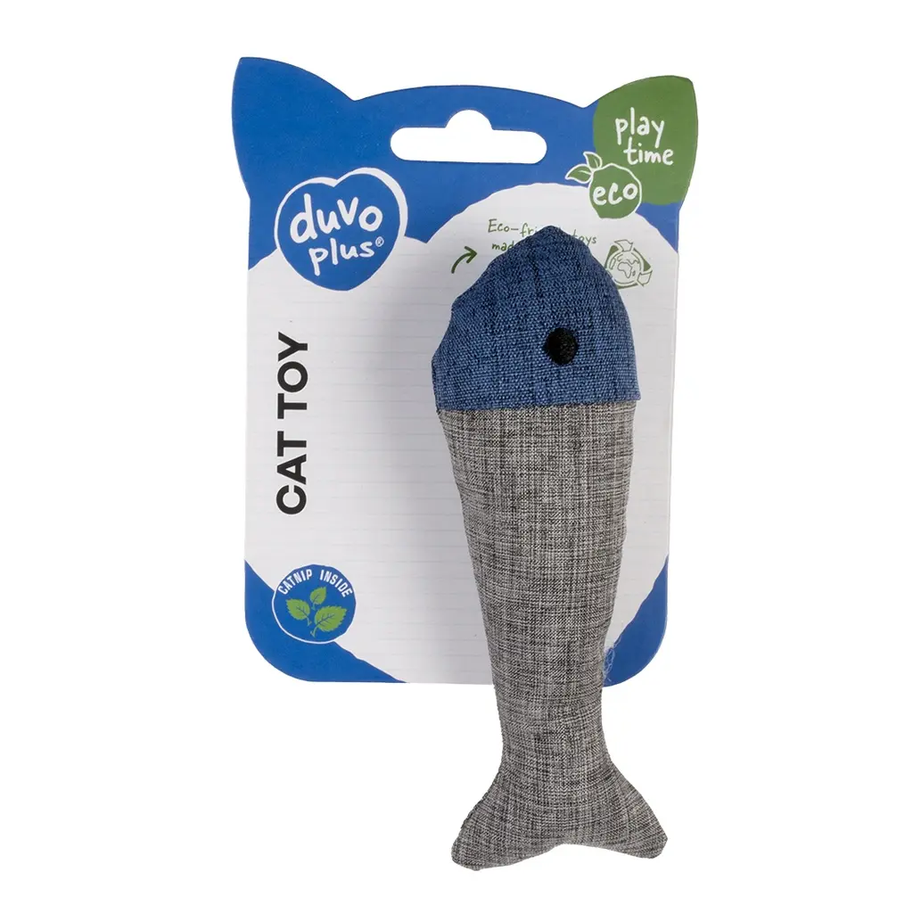 Duvo+ ECO Navy Fish & Catnip 13,5x4,5x3cm Blue-Grey.webp