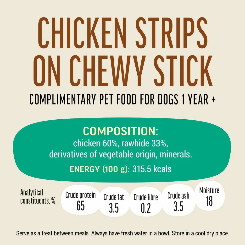 Dog Fest Chicken Strips On Chewy Stick For Adult Dogs - 90g (3.17oz)[Weight - 90g].webp