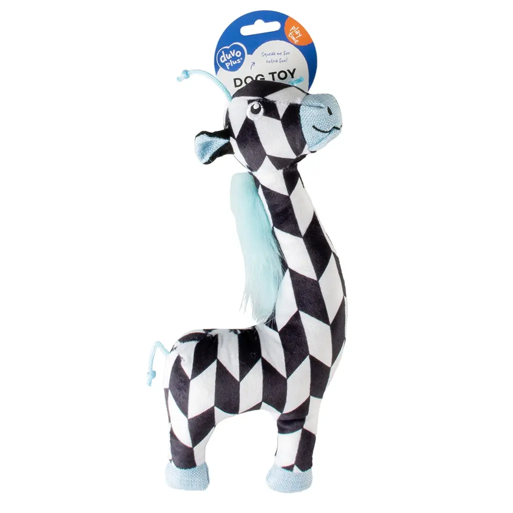Duvo+ Plush Giraffe Retro Dog Toy 32x14x5cm Black-White.webp