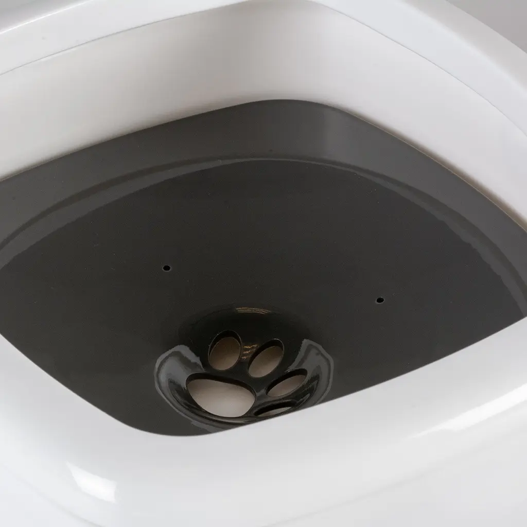 Duvo+ Splash-proof Drinking Bowl Square 1500ml - 21x20x8,5cm White-Grey (2).webp