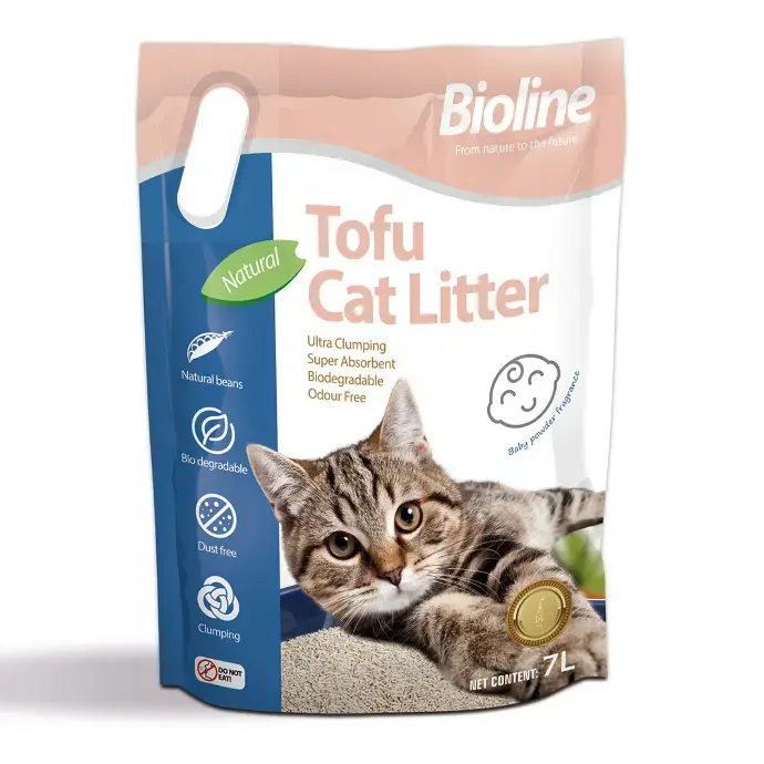 [6970117125733] Bioline Tofu Cat Litter 7L - Baby Powder Fragrance.webp