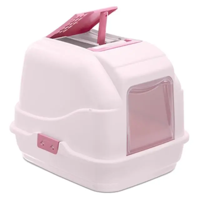 [IM84086] IMAC Easy Cat Hooded Litter Box – Enclosed Toilet, Made from Eco-Friendly Second Life Plastic, Sustainable Cat Care (Pink) (Size_ 50 x 40 x 40cm) (1).webp