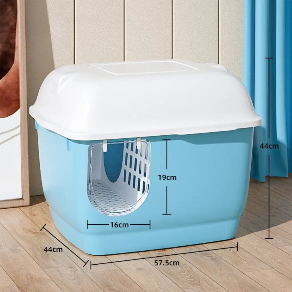 Pado Igloo Cat Litter Box 57.5_44_44cm-Blue.webp