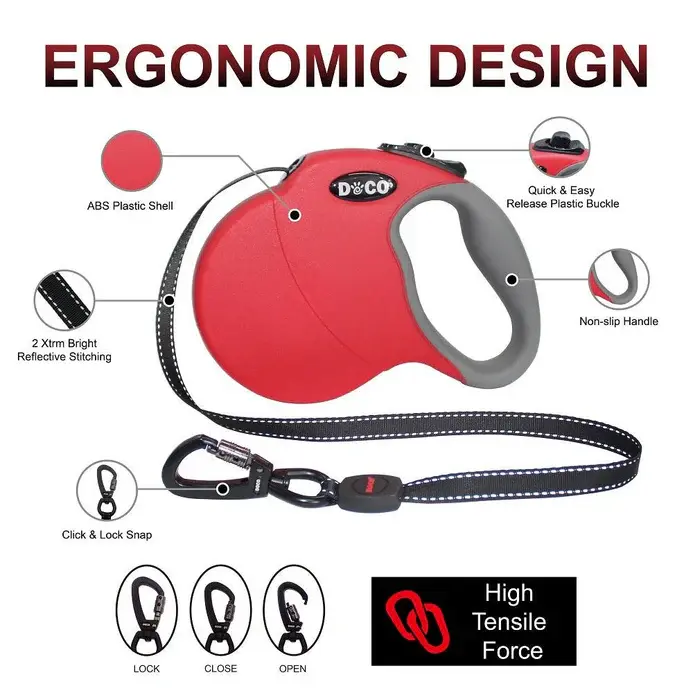 DOCO® ALL DAY ADVENTURE RETRACTABLE LEASH 6 Meter -16'  UP TO 20KG-45LB(M) Blue.webp