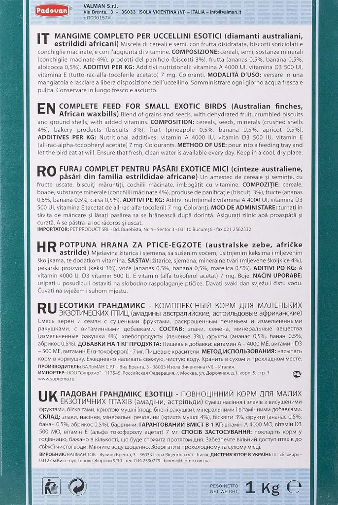 Padovan Grandmix Esotici[Weight - 1kg].webp