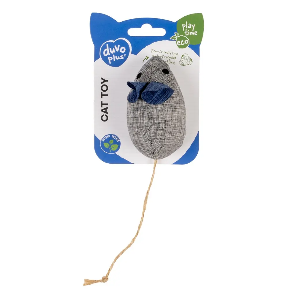 Duvo+ ECO Navy Mouse & Catnip 8,5x4,5x6cm Blue-Grey.webp