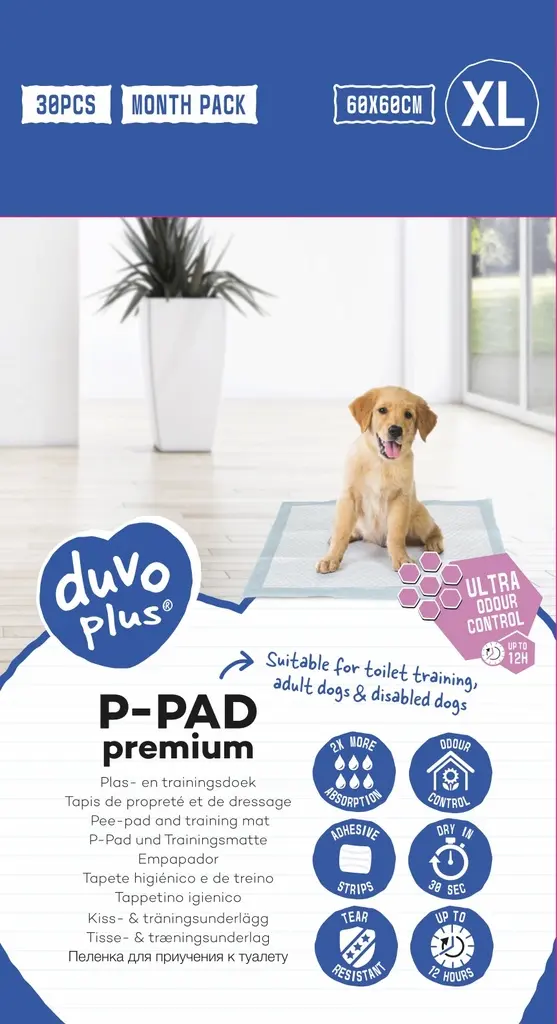 Duvo+ Pet Pad Premium Month Pack XL-60x60cm-Odour Control-30pcs (1).webp