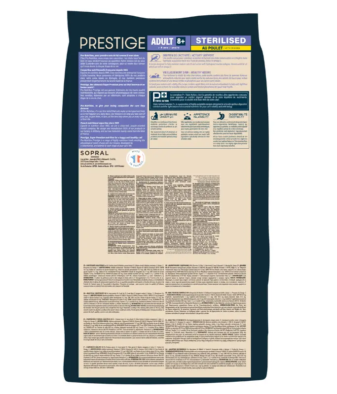 Pro nutrition Prestige Cat Adult 8+ Sterilised Chicken 10Kg.webp