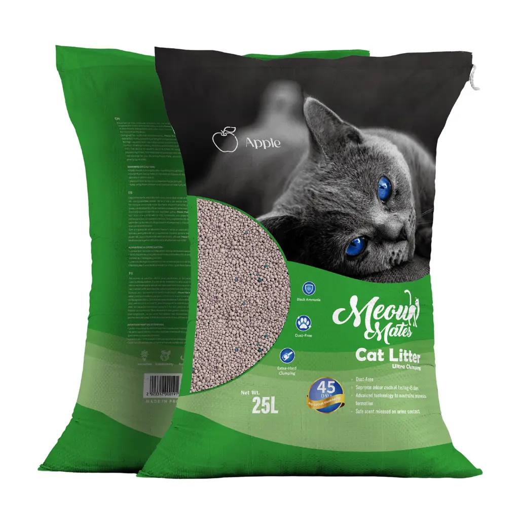 Meow Mates Bentonite Cat Litter - Apple Scent 25L-20kg.webp