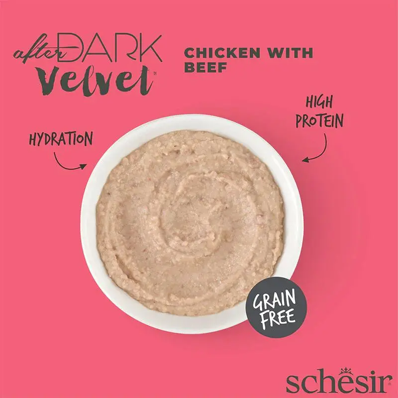 Schesir After Dark Velvet Mousse For Cat - Chicken With Beef 80g (Min Order- 12 Pouch) (3).webp