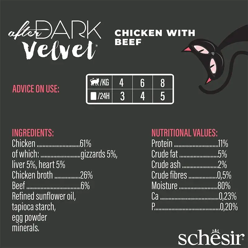 Schesir After Dark Velvet Mousse For Cat - Chicken With Beef 80g (Min Order- 12 Pouch) (2).webp