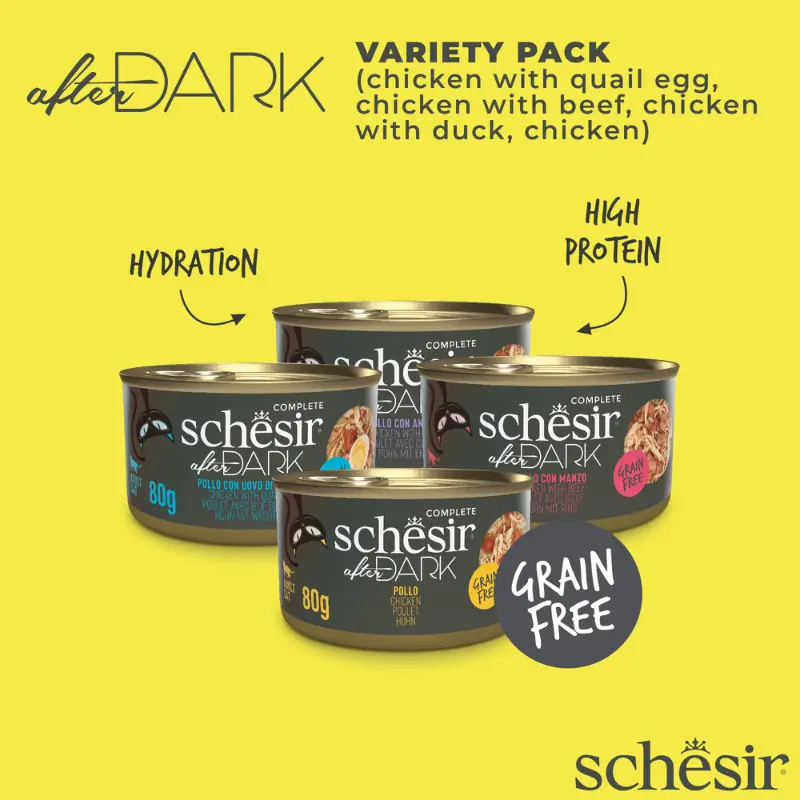 Schesir After Dark Wholefood In Broth Variety Pack For Cat 960g (80g x12 Cans) - 4 Flavors (3 Cans Each Flavor) (2).webp
