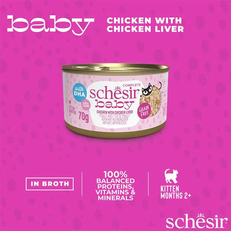 Schesir Baby Kitten Wholefood - Chicken With Chicken Liver 70g (Min Order- 12 Cans) (4).webp