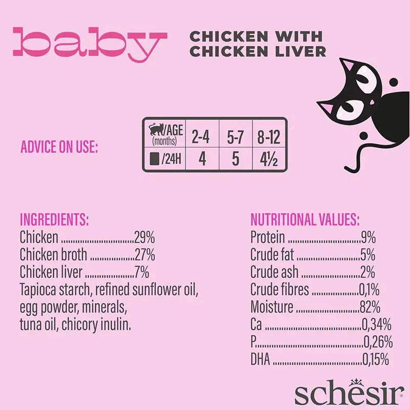 Schesir Baby Mousse Kitten - Chicken With Chicken Liver 70g (Min Order- 12 Pouch) (2).webp