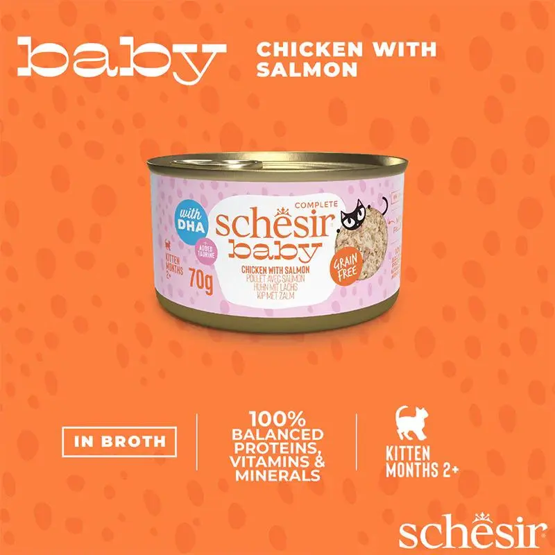 Schesir Baby Kitten Wholefood - Chicken With Salmon 70g (Min Order- 12 Cans) (4).webp