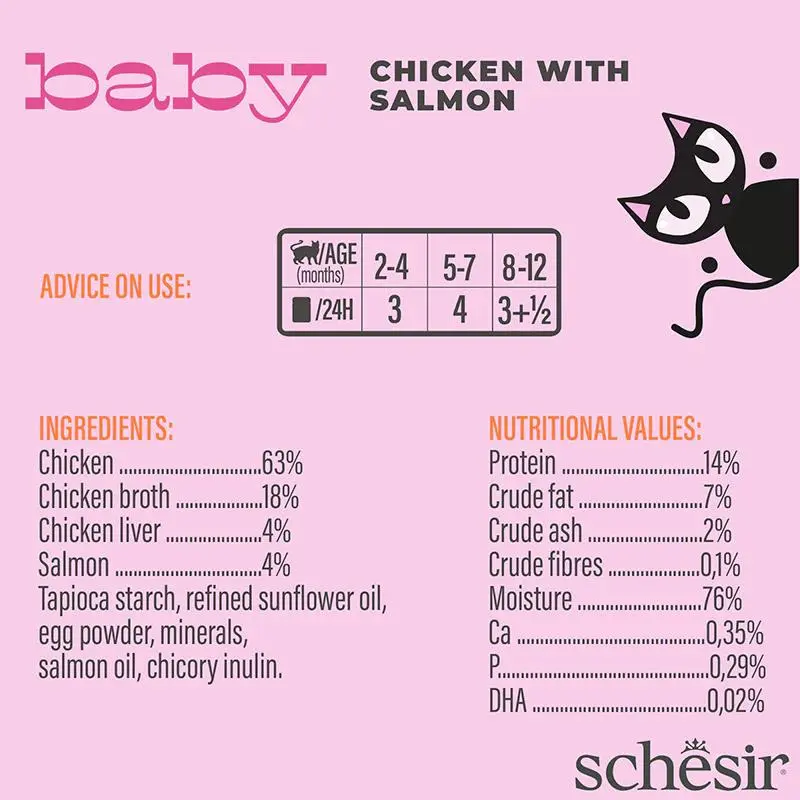 Schesir Baby Kitten Wholefood - Chicken With Salmon 70g (Min Order- 12 Cans) (2).webp