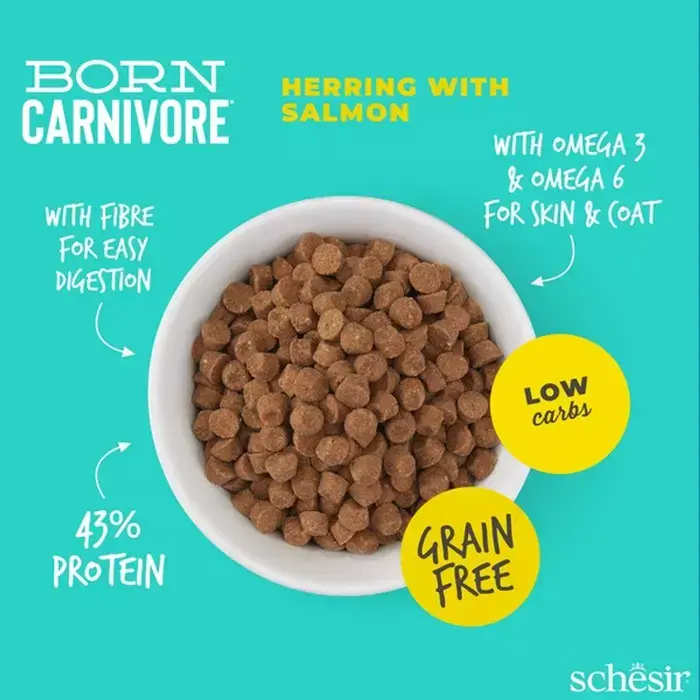 Schesir Born Carnivore Grain Free Oven Baked Dry Cat Herring & Salmon 1 (3).webp