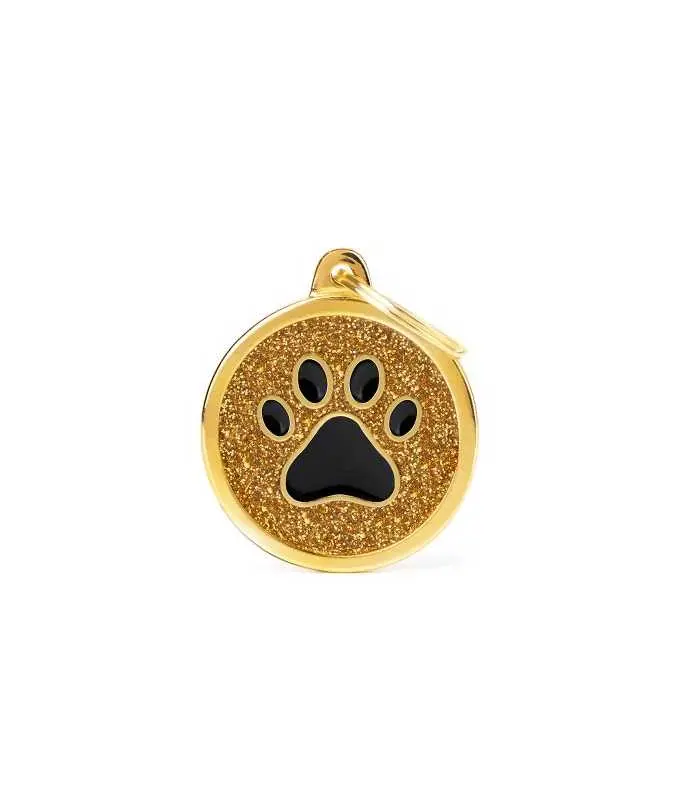 [GL06GOLD] MY FAMILY GOLD BIG GLITTER CIRCLE BLACK PAW.webp