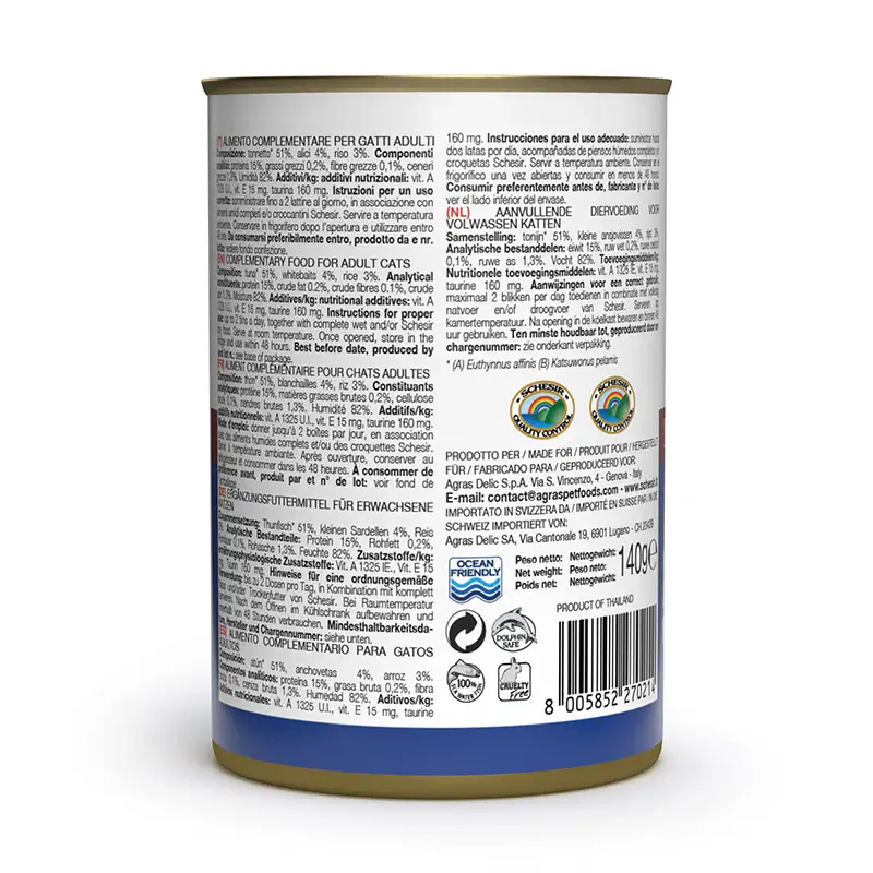 Schesir Cat Can-Wet Food Tuna with Whitebait - (Min Order 140g - 24pcs)[Weight - 140g] (1).webp