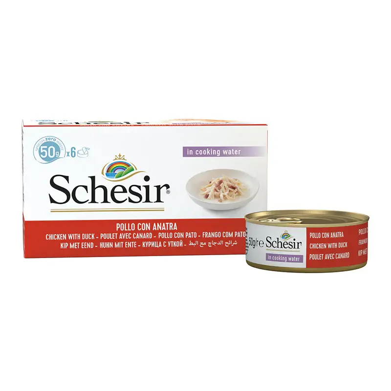 Schesir Cat Multipack Can Wet Food-Chicken fillets With Duck 6x50g [Weight - 300g] (1).webp