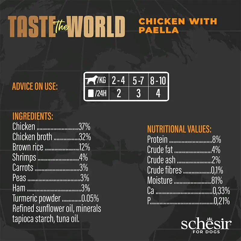 Schesir Taste The World Dog Wholefood - Chicken With Paella150g (Min Order- 8 Cans) (2).webp