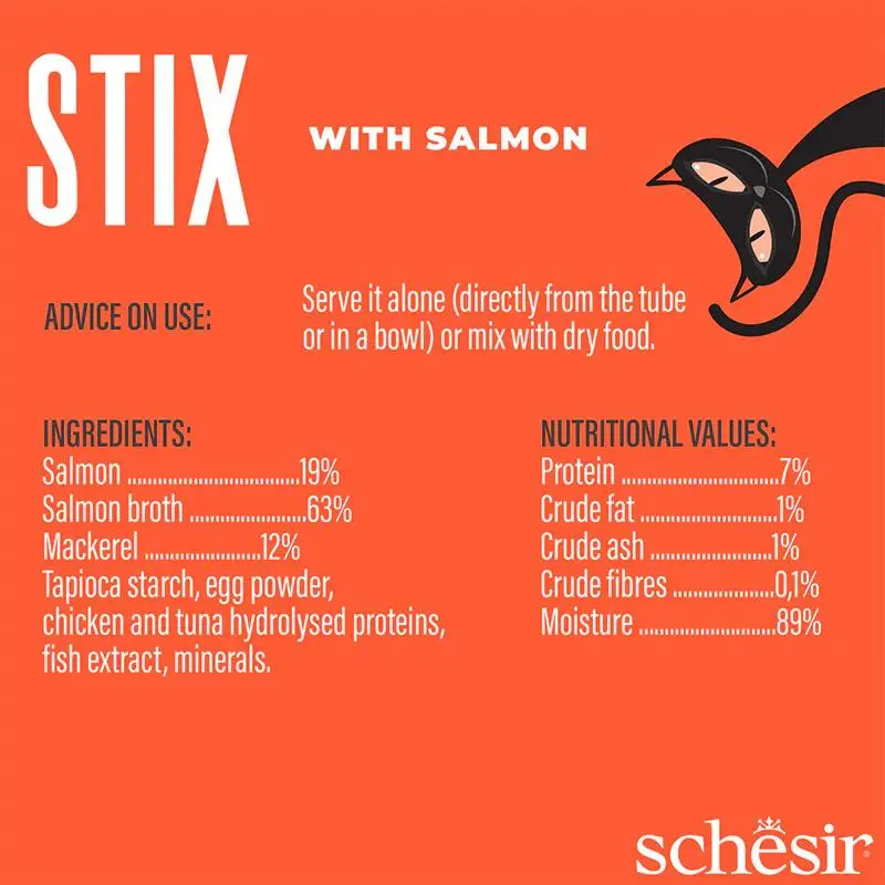 Schesir Stix Treat For Cat In Cream - Salmon 6x15g (Min Order- 12 Pack) (2).webp