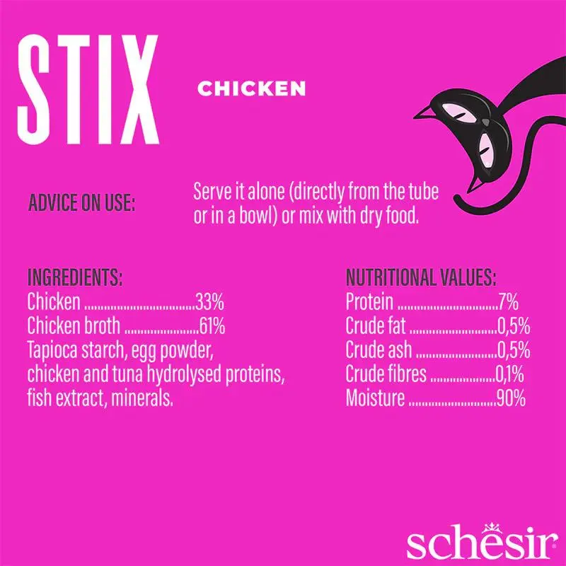 Schesir Stix Treat For Cat In Cream - Chicken 6x15g (Min Order- 12 Pack) (2).webp