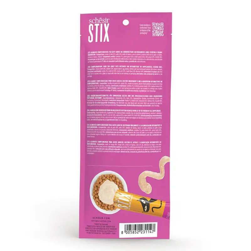 Schesir Stix Treat For Cat In Cream - Chicken 6x15g  (Min Order- 12 Pack) (1).webp